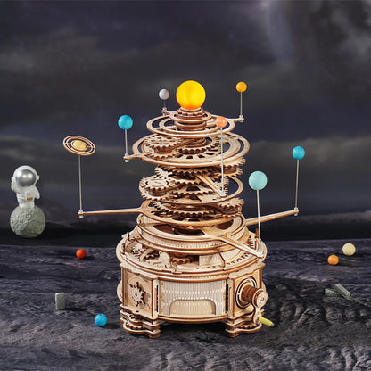 Robotime ROKR 316PCS Rotatable Mechanical Orrery 3D Wooden Puzzle Games Assemble Model Building Kits Toys Gift for Children Boys