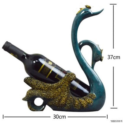 Golden Blue Peacock Wine Bottle Holder