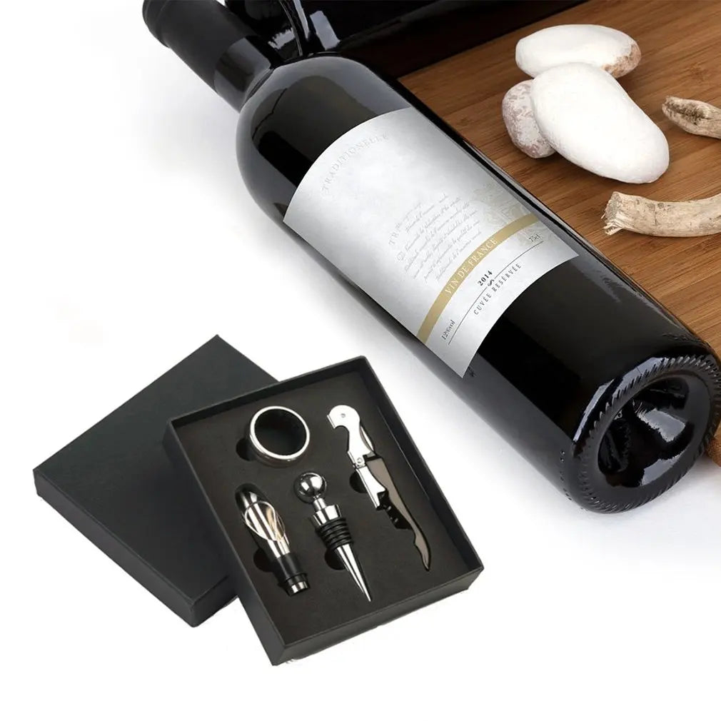 4pcsWine Bottle Opener with Gift Box, Stainless Steel Decanter, Wine Corks Screw Cap, Opener