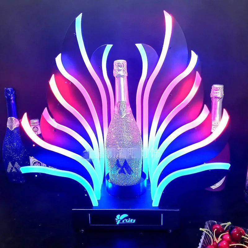 Peacock Tail LED Luminous Wine Bottle Holder Rechargeable