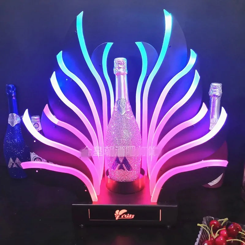 Peacock Tail LED Luminous Wine Bottle Holder Rechargeable