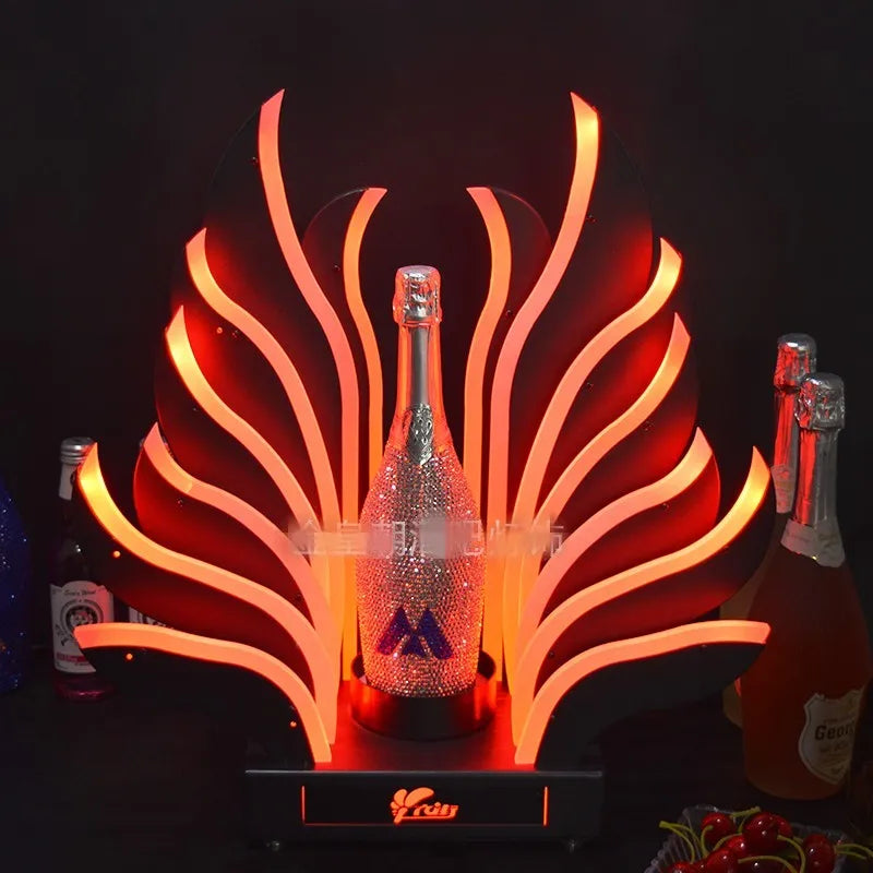 Peacock Tail LED Luminous Wine Bottle Holder Rechargeable