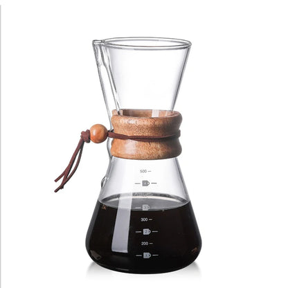 400ml/2 Cup Heat-resistant Glass Espresso Coffee Maker Funnel Style Pour Over Machine