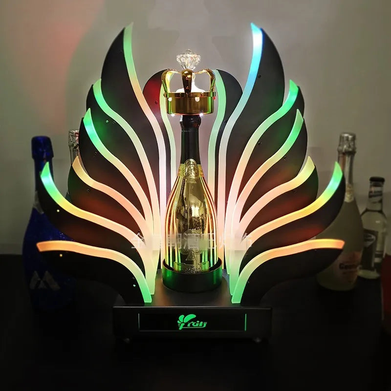 Peacock Tail LED Luminous Wine Bottle Holder Rechargeable