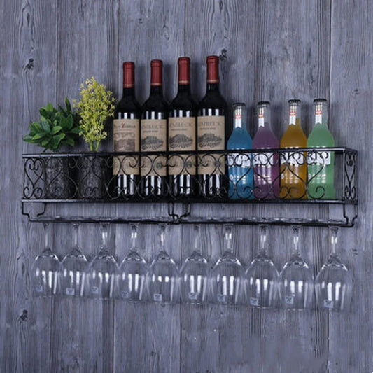 Wall Mounted Iron Wine Rack Bottle