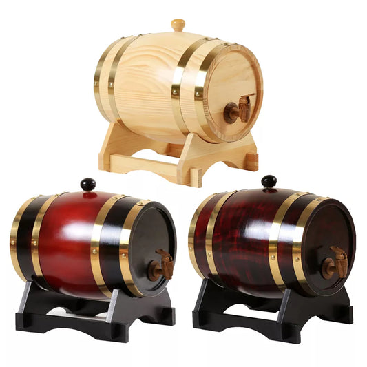 1.5L/3L Wood Wine Barrel Vintage Oak; Wine Keg Large Capacity Storage; Tequila, Wine, Whiskey