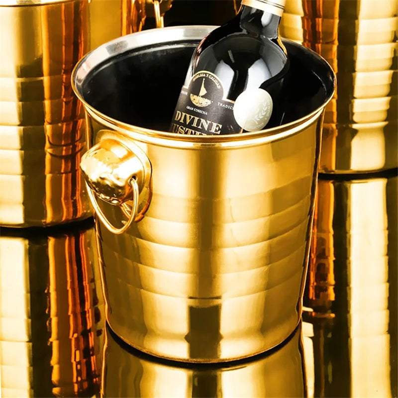 3L/5L/7L Tiger Head Stainless Steel Ice Bucket (Gold, Silver, and Copper)