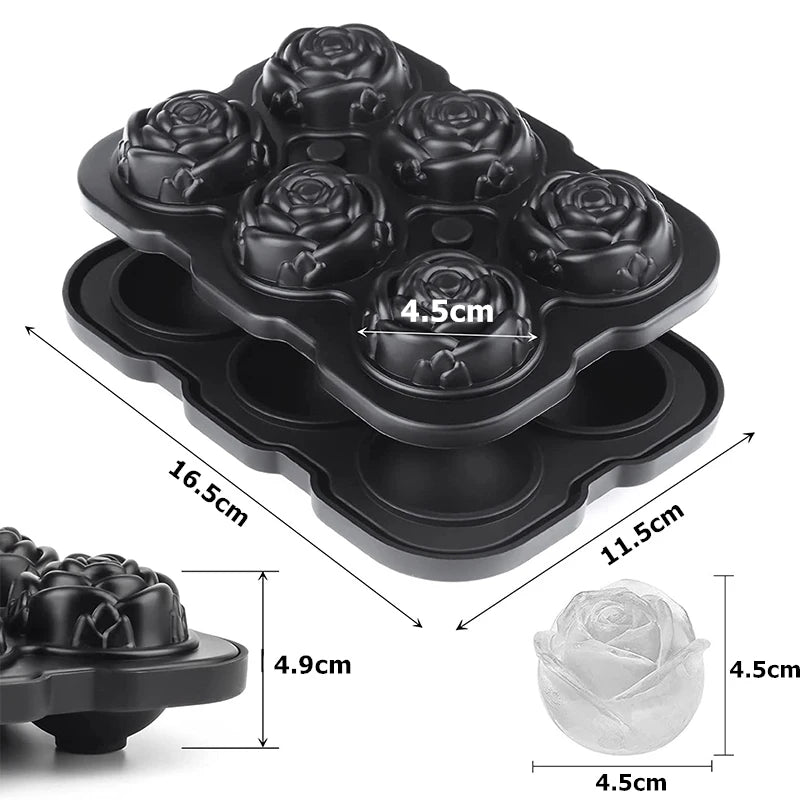 Ice Cube Tray Easy Release Rose Ice Cube Trays With Funnel Silicone Rose Ice Ball Maker for Cocktails Whiskey JT51