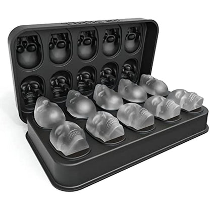 ice machine mold for whiskey - 10 cavity skull ice cube tray with funnel - Skull silicone mold for baking, chocolate