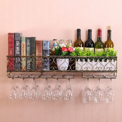 Wall Mounted Iron Wine Rack Bottle