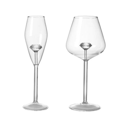 1 Piece Creative 3D Clear Diamond Glass; Red White Wine Glasses; Champagne Flute; Goblets