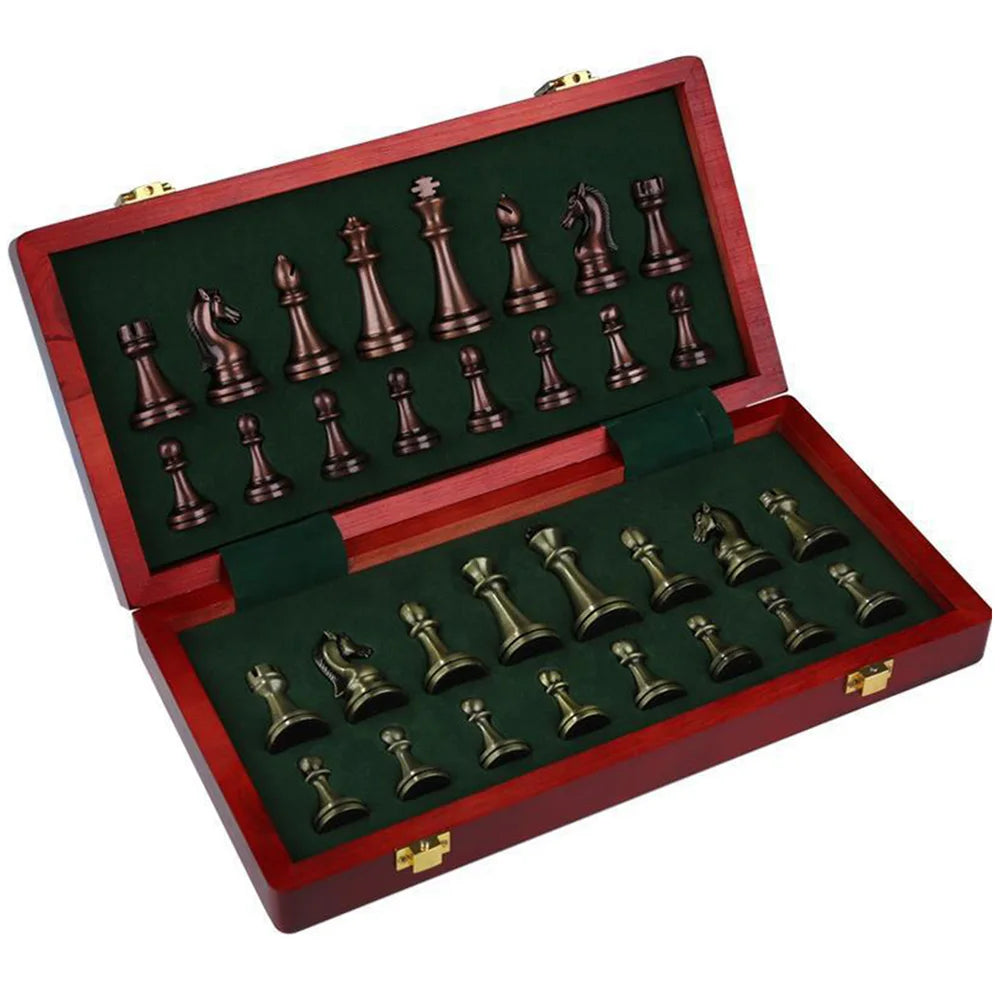 Metal Medieval Chess Set with High Quality Wooden Chessboard