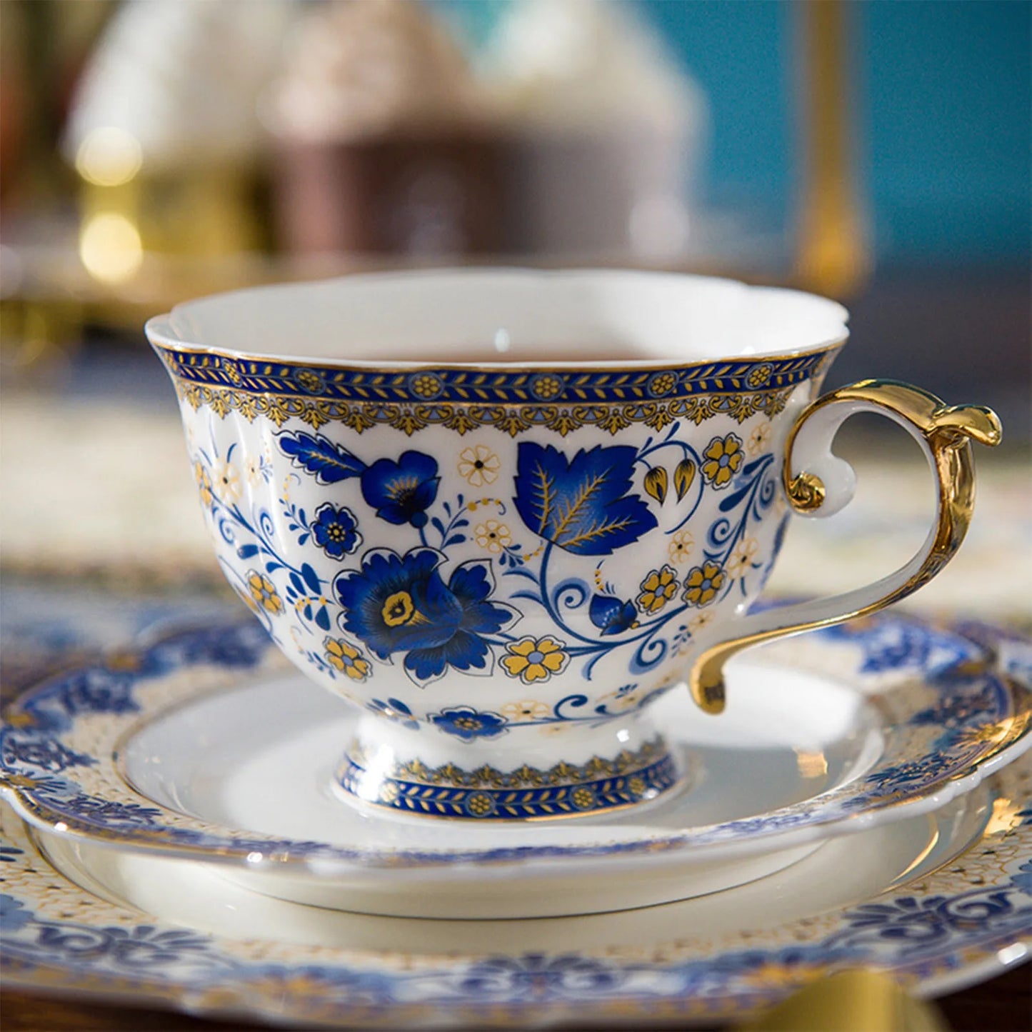 Blue And White Porcelain Tea Cups Saucers Set Beautiful Enameled Tea Cups Saucer Set Office Home Brew China Tea Coffee Cup