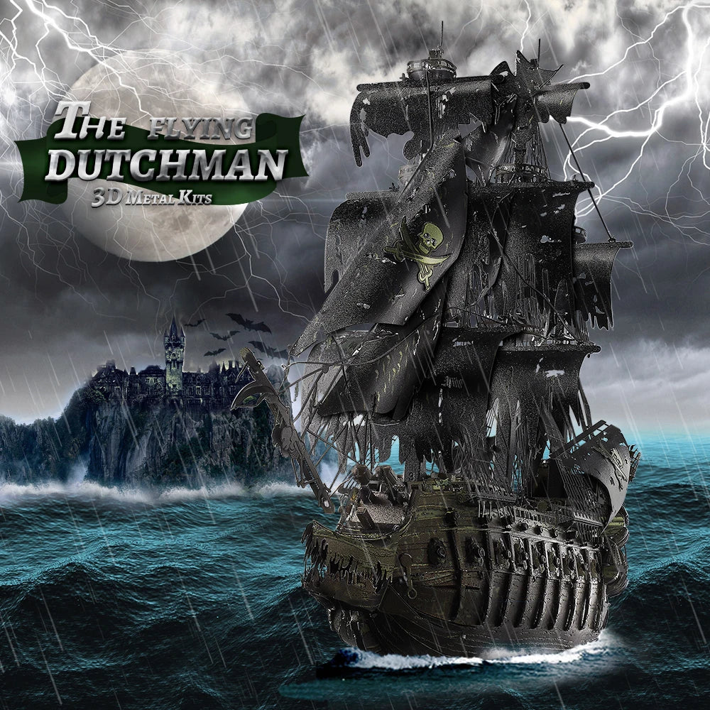 Piececool 3D Metal Puzzle The Flying Dutchman Model Building Kits Pirate Ship Jigsaw for Teens Brain Teaser DIY Toys