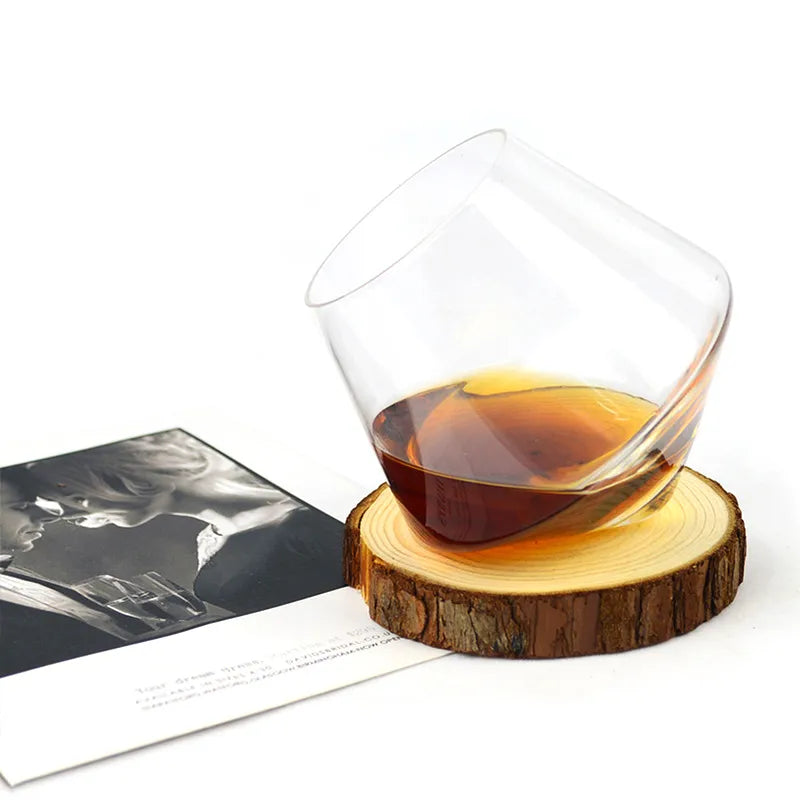 250ML Irregular Whiskey Wine Glass, Rotating -Whiskey, Brandy, Cocktail Tumbler Bar Glass