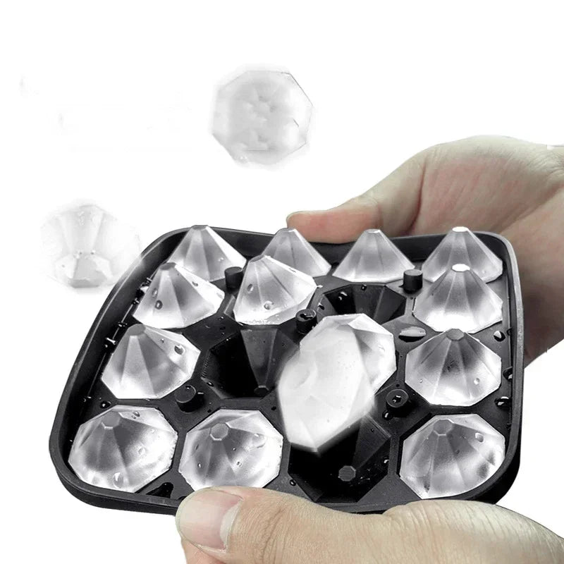 16 Grid Diamond Ice Tray Mold Box Food Grade Silicone Ice Cube Blocks Maker Mould Machine Whiskey Wine Bar Tools Kitchen Gadgets