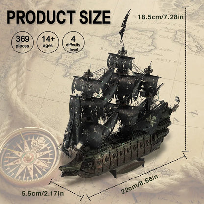 Piececool 3D Metal Puzzle The Flying Dutchman Model Building Kits Pirate Ship Jigsaw for Teens Brain Teaser DIY Toys