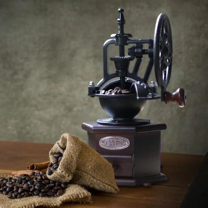 Manual Coffee Bean Grinder Hand Cast Iron Retro Handmade Coffee Beans Antique Vintage Style Mill With Polygonal Adjuster