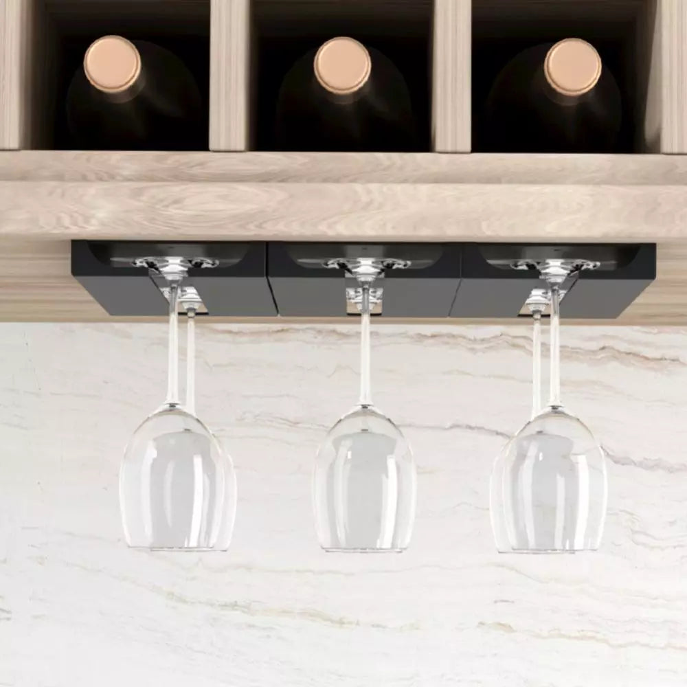 1/2pcs Kitchen Wine Glasses Holder, Bartender Stemware Hanging Rack, Under Cabinet Stemware Organizer, Self-adhesive Glass Cup Rack