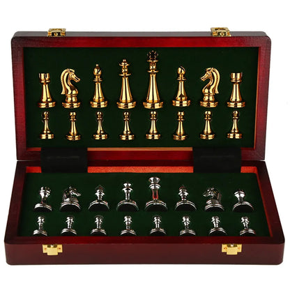 Metal Medieval Chess Set with High Quality Wooden Chessboard