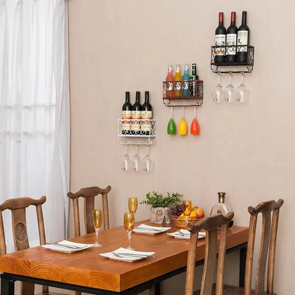 Wall Mounted Iron Wine Rack Bottle