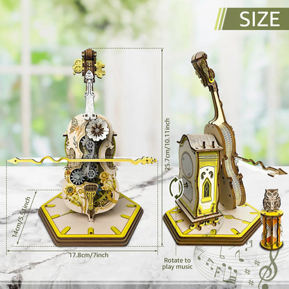 Music Box 3D Wooden Puzzle Manual DIY Cello Model Build Kit for Home Desk Decoration Creative Hand Instrument Gift Cello Puzzle