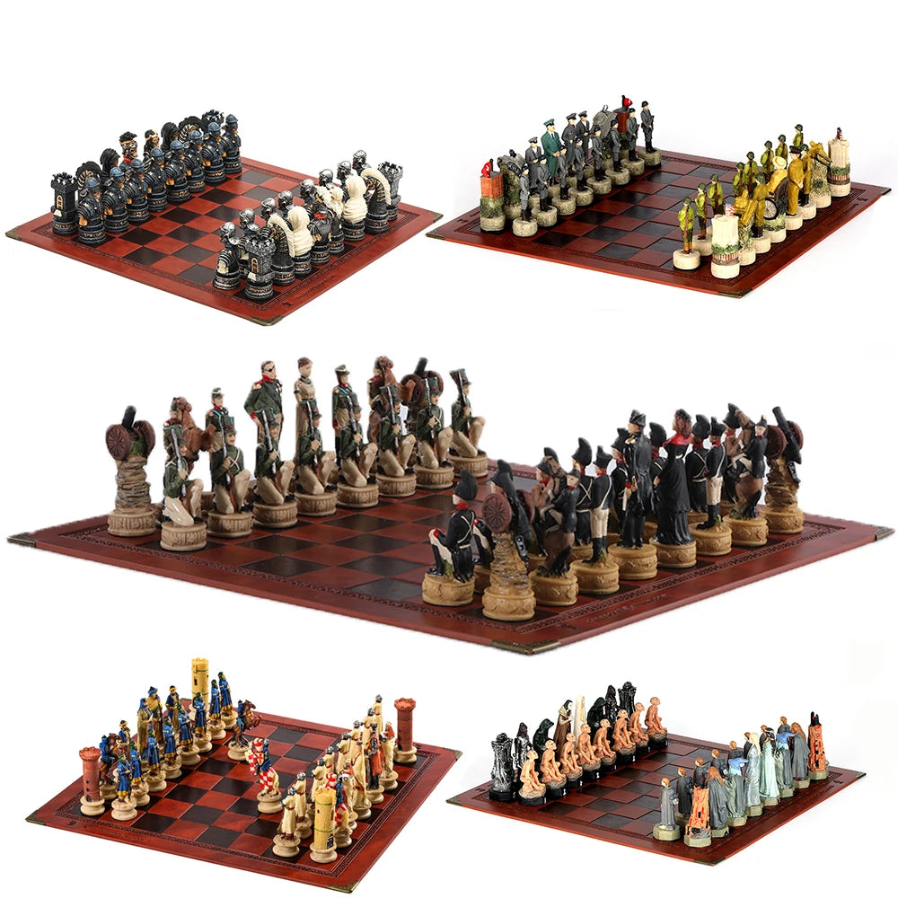 3D Character-themed Chess Set with International Chess and Deluxe Painting, Luxury Chess Game