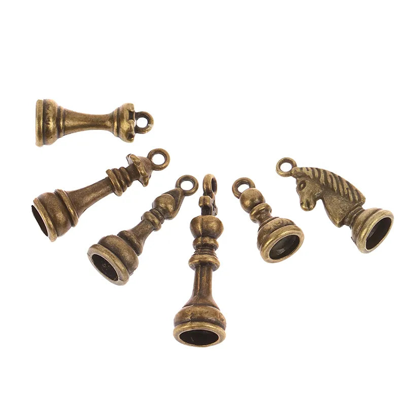 6Pcs/Set Charms Chess  Pendant Fit Vintage Tibetan Bronze DIY For Handmade Jewelry Accessorie , ornaments