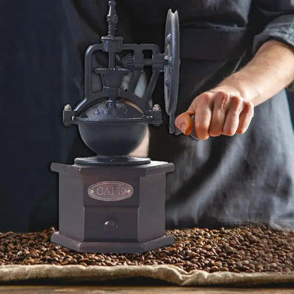 Manual Coffee Bean Grinder Hand Cast Iron Retro Handmade Coffee Beans Antique Vintage Style Mill With Polygonal Adjuster