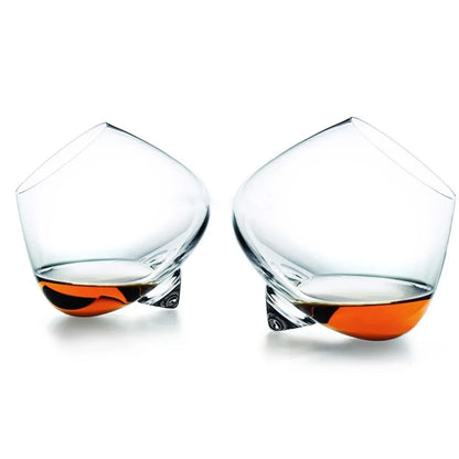 250ML Irregular Whiskey Wine Glass, Rotating -Whiskey, Brandy, Cocktail Tumbler Bar Glass