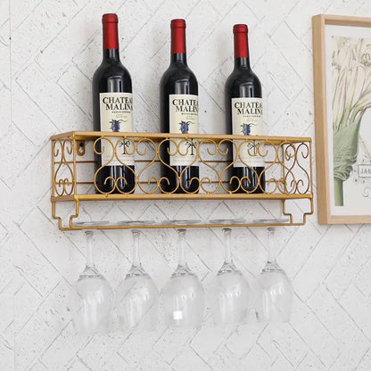 Wall Mounted Iron Wine Rack Bottle