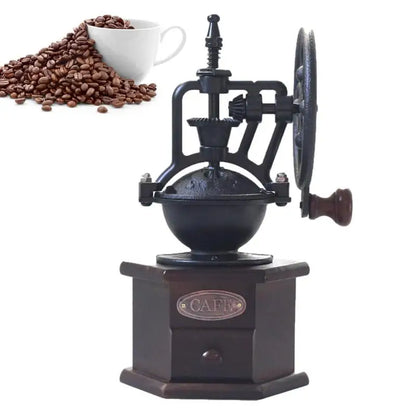 Manual Coffee Bean Grinder Hand Cast Iron Retro Handmade Coffee Beans Antique Vintage Style Mill With Polygonal Adjuster