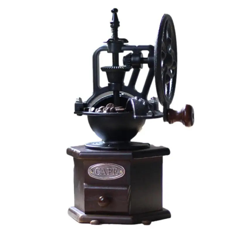 Manual Coffee Bean Grinder Hand Cast Iron Retro Handmade Coffee Beans Antique Vintage Style Mill With Polygonal Adjuster