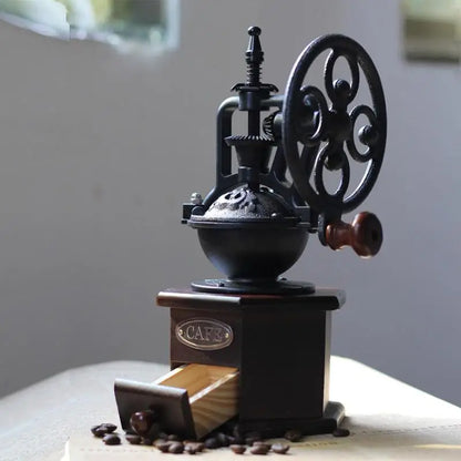 Manual Coffee Bean Grinder Hand Cast Iron Retro Handmade Coffee Beans Antique Vintage Style Mill With Polygonal Adjuster