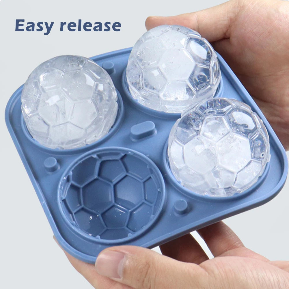 Ice Cube Mold Soccer Ball Shape Cocktails Whiskey Ice Ball Silicone Mold with Lid Round Sphere Novelty Bourbon Kitchen Ice Mould