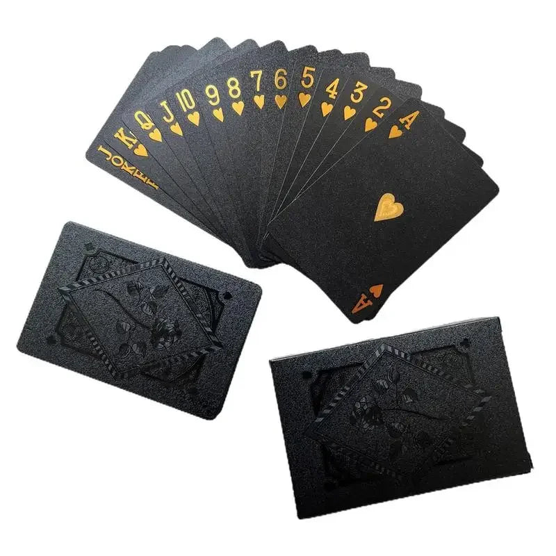 Waterproof Playing Cards, Set Of 54 Rose Pattern, Black Foil Poker Cards, Creativesuperb for campling trips, water parks, etc