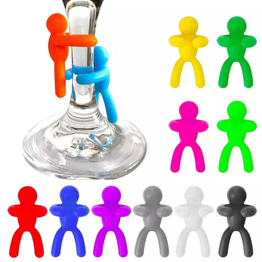 12Pcs Small Man Drink Markers Wine Glass Tags Drink Charm Cocktail Picks Gel Small Man Wine Cup Marker Red Wine Cup Mark