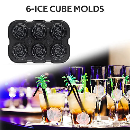 Ice Cube Tray Easy Release Rose Ice Cube Trays With Funnel Silicone Rose Ice Ball Maker for Cocktails Whiskey JT51