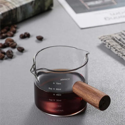 50/75/100ML Espresso Measuring Cup, Real Wood Handle gives impressive coffee service