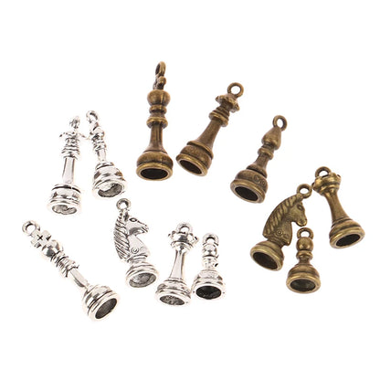 6Pcs/Set Charms Chess  Pendant Fit Vintage Tibetan Bronze DIY For Handmade Jewelry Accessorie , ornaments