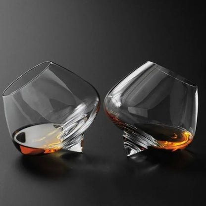 250ML Irregular Whiskey Wine Glass, Rotating -Whiskey, Brandy, Cocktail Tumbler Bar Glass