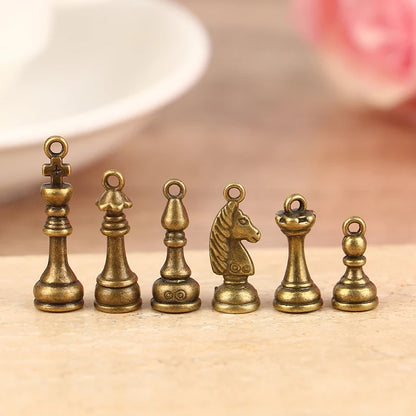 6Pcs/Set Charms Chess  Pendant Fit Vintage Tibetan Bronze DIY For Handmade Jewelry Accessorie , ornaments